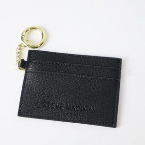 Steve Madden Black Card Holder Wallet Keychain Minimalist Slim Wallet